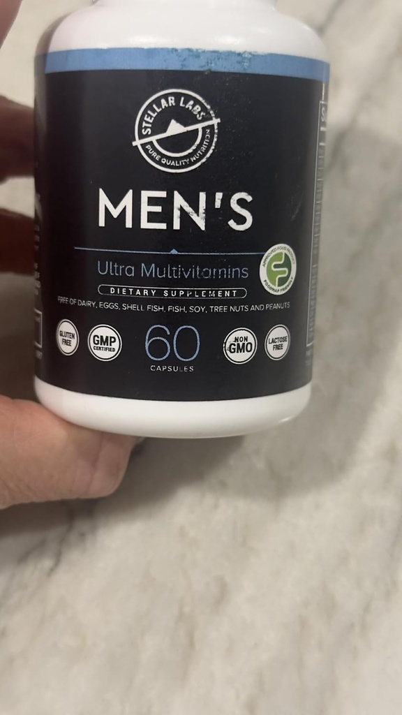 Stellar Labs Basso FODMAP Vegan Daily Multivitamin, No Iron | Facile Su Stomach sensibili, Facile da ingoiare Vitamine | Supporto immunitario, Miscela di energia antiossidante, Supporto maschile | Capsule IBS Amichevoli