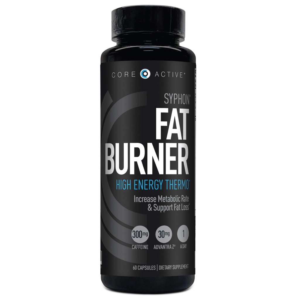 Core Active Syphon Thermogénique Fat Burner pour les hommes, pilules kéto, Advantra Z pour l'énergie, Focus, contrôle de l'appétit, augmentation du métabolisme des suppléments de tonification musculaire, pilules perte de poids pour les femmes - 60 capsules