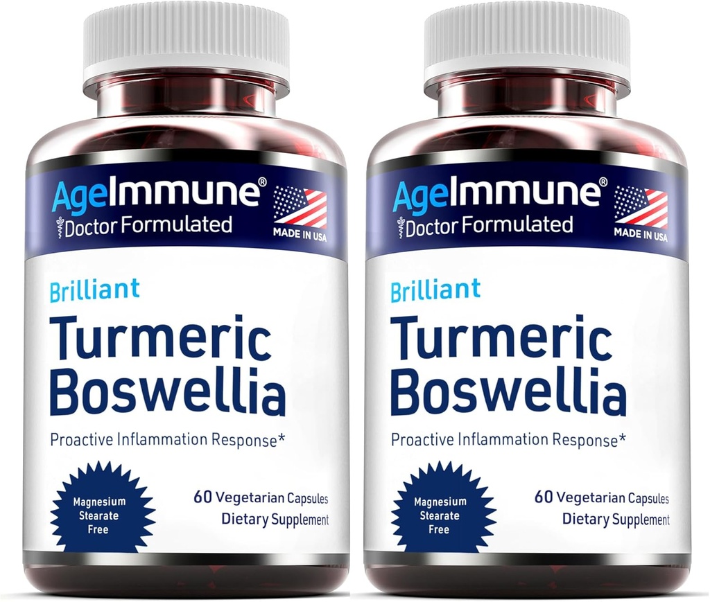 Supplément curcuma avec 65% d'extrait de Boswellia Serrata avec du poivre noir sous forme de bioperine - Inuline - Curcumine curcuma 95 % Extrait pour une réponse à l'inflammation saine et la santé gustative - 60 Capsules - 2 Pack