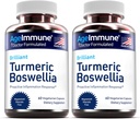 Supplément curcuma avec 65% d'extrait de Boswellia Serrata avec du poivre noir sous forme de bioperine - Inuline - Curcumine curcuma 95 % Extrait pour une réponse à l'inflammation saine et la santé gustative - 60 Capsules - 2 Pack