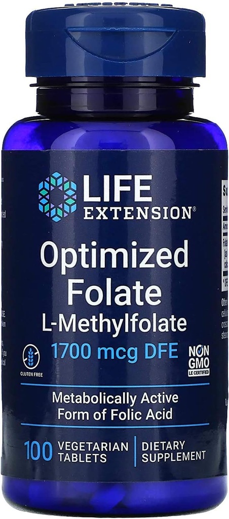Estensione della vita Folate ottimizzato L-metilfolato 1000 mcg compresse vegetariane 2 Pack