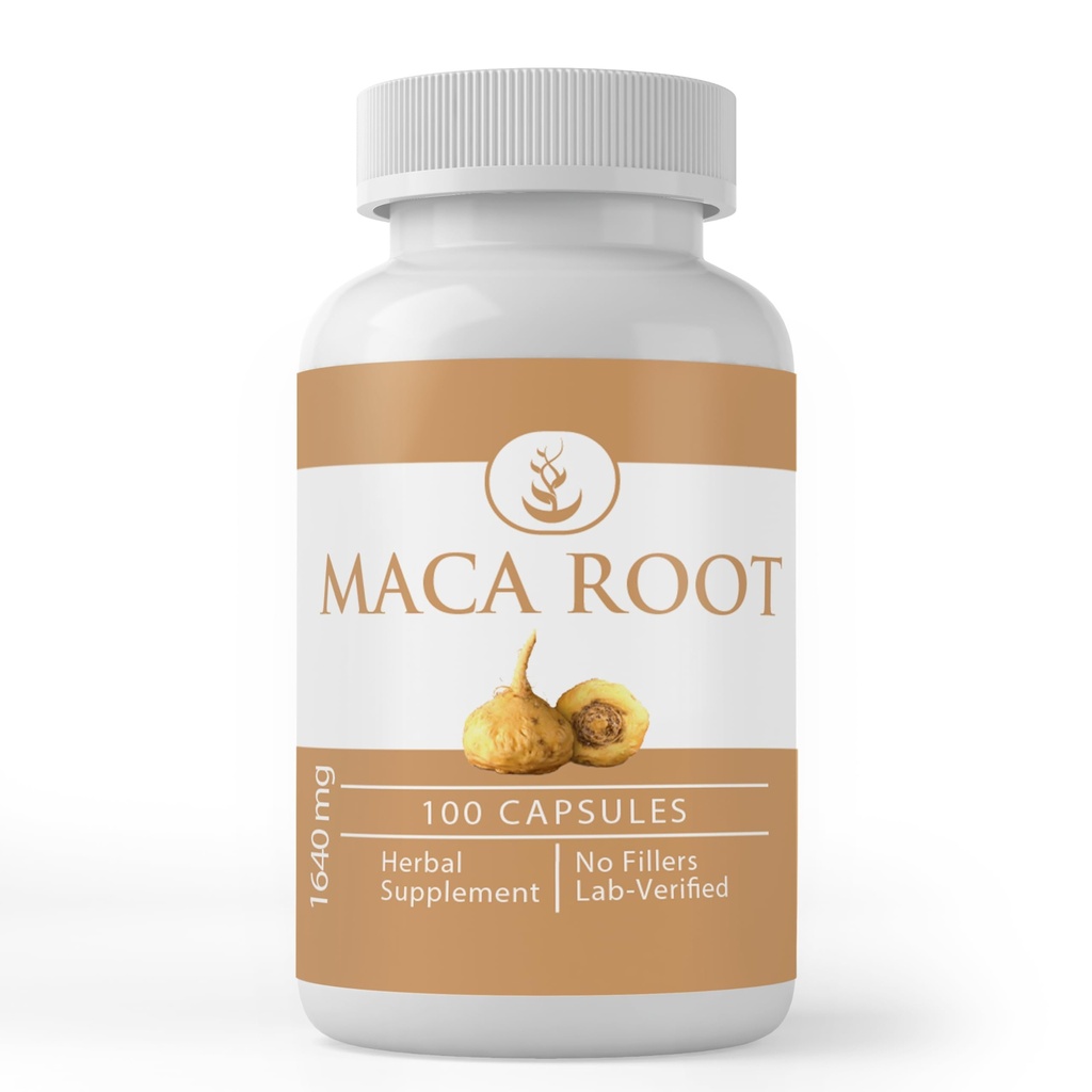 PURE ORIGINAL INGREDIENTI Maca Root, (100 capsule) Sempre puri, Nessun Additivo o Filler, verificati in laboratorio