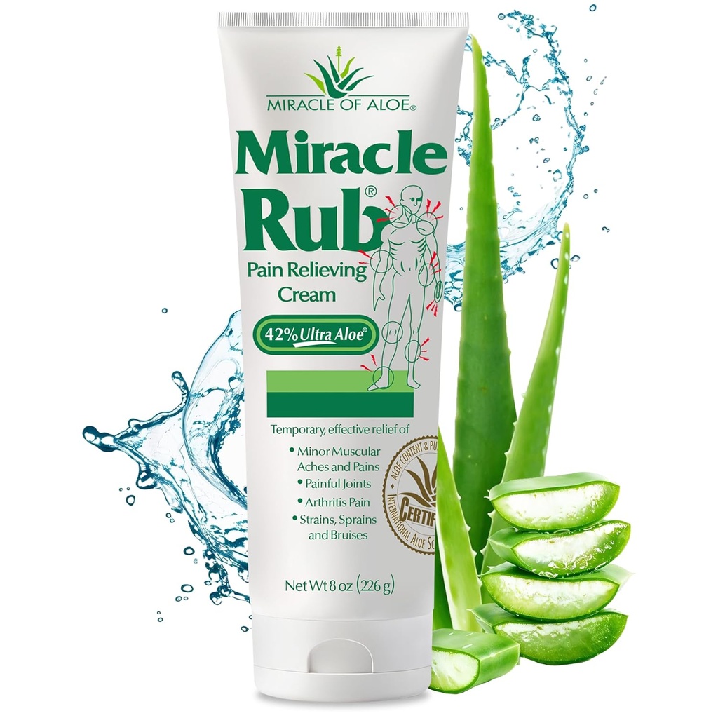 Wunder von Aloe Miracle Rub Pain Relieving Cream 8 oz, schnelles und effektives Relief für Arthritis, Muskel und Gelenkschmerzen - maximale Stärke UltraAloe Formel, topische Analgetik