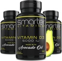 (3 Pack) Vitamine plus intelligente D3 5000 UI dans l'huile d'avocat 125mcg 270 Mini Softgels