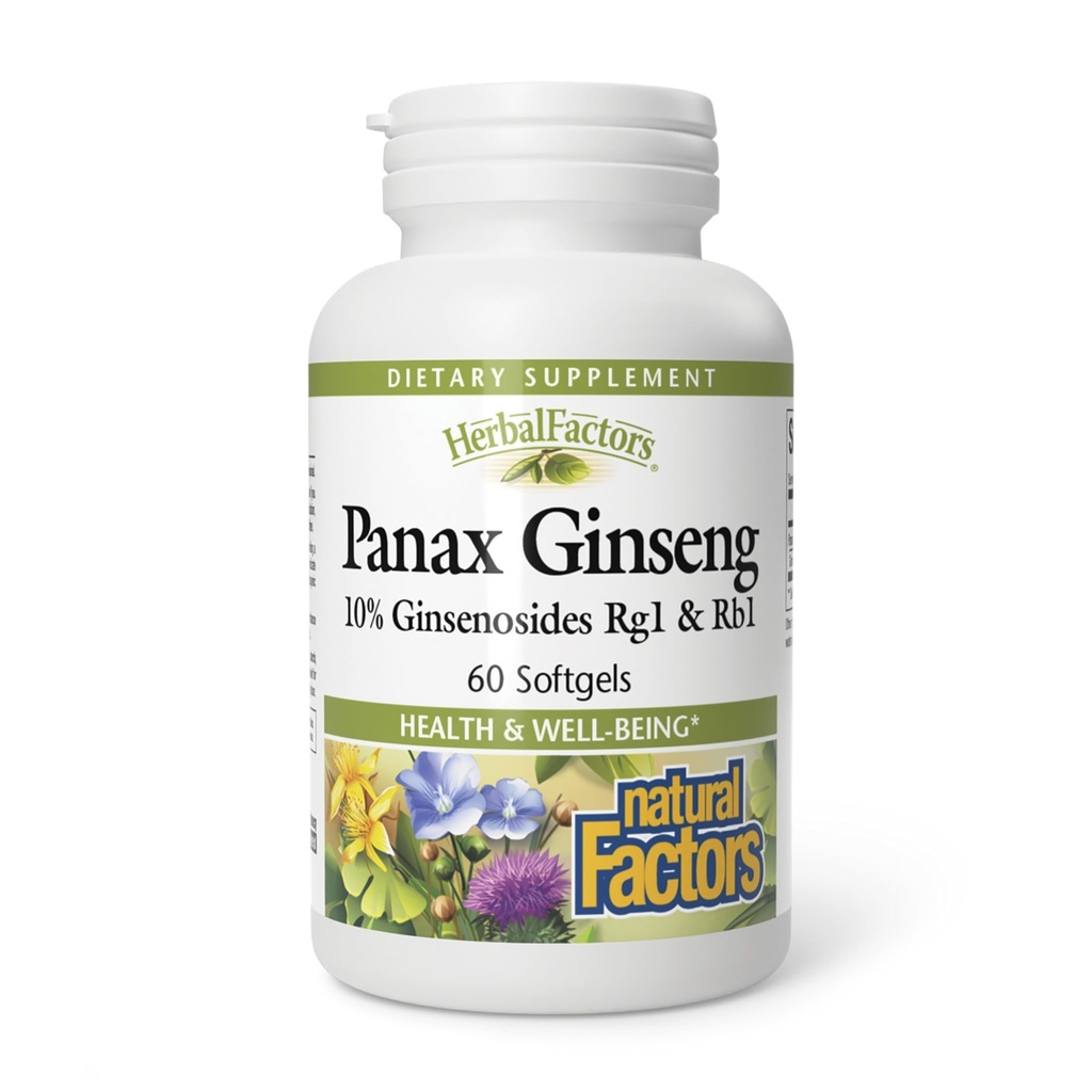 HerbalFactors von Natural Factors, Panax Ginseng, fördert Widerstand gegen jeden Tag Stress und ein gesundes Wohlbefinden, 60 Softgel (60 Portionen)