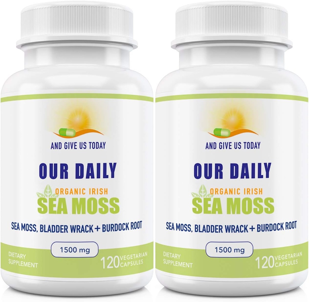 Il nostro quotidiano Vites Sea Moss Capsule 1500mg (2 Pack) - Wildcrafted Irish Sea Moss Bladderwrack and Burdock Root Superfood Blend - Immune System, Gut Health & Thyroid Support - 240 Capsule Vegetariani