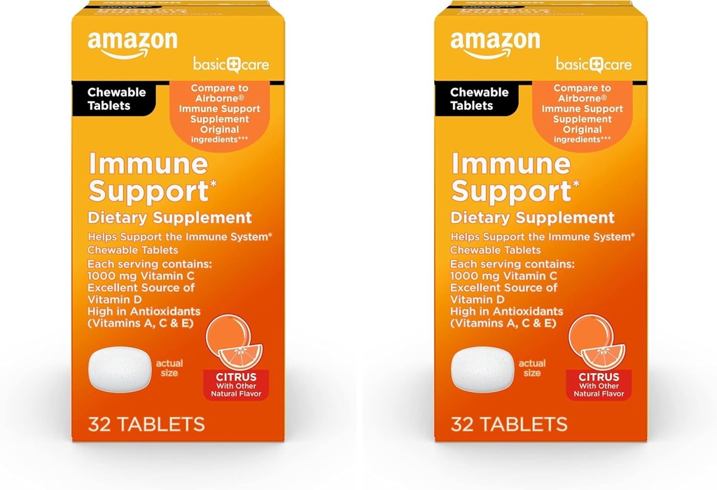 Basic Care Immununterstützung Citrus Kautabletten, 32 Count (Pack von 2)