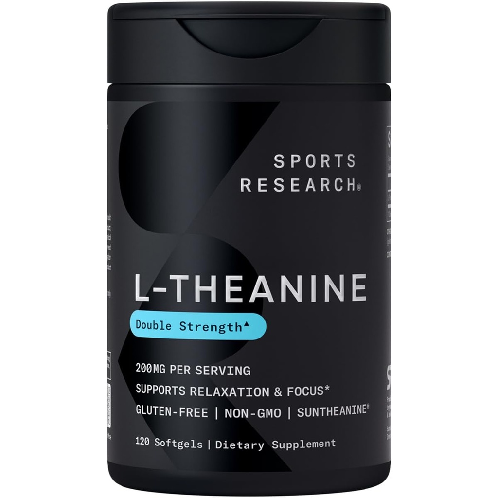 Recherche sportive L-Theanine 200mg avec de l'huile de noix de coco biologique.