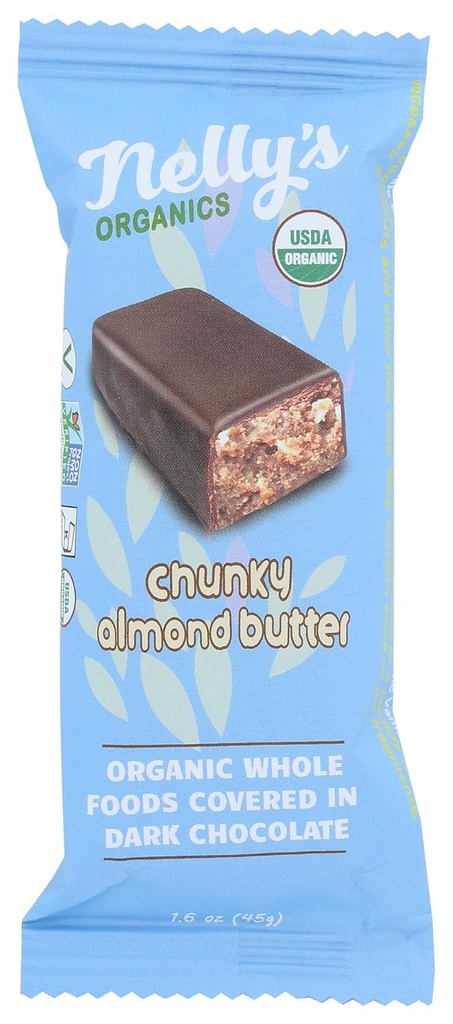 Nellys Organic Dark Chocolate Chunky Mandel Butter Bar, 1.6 Oz