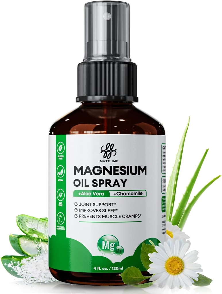 Magnesium Oil Spray - Magnesium Spray for Feet & Body, Leg Cramps, Joint Health & Sleep Support, Nourish Skin - Pure, Topical and Natural Oil from Ancient Minerals, 4oz