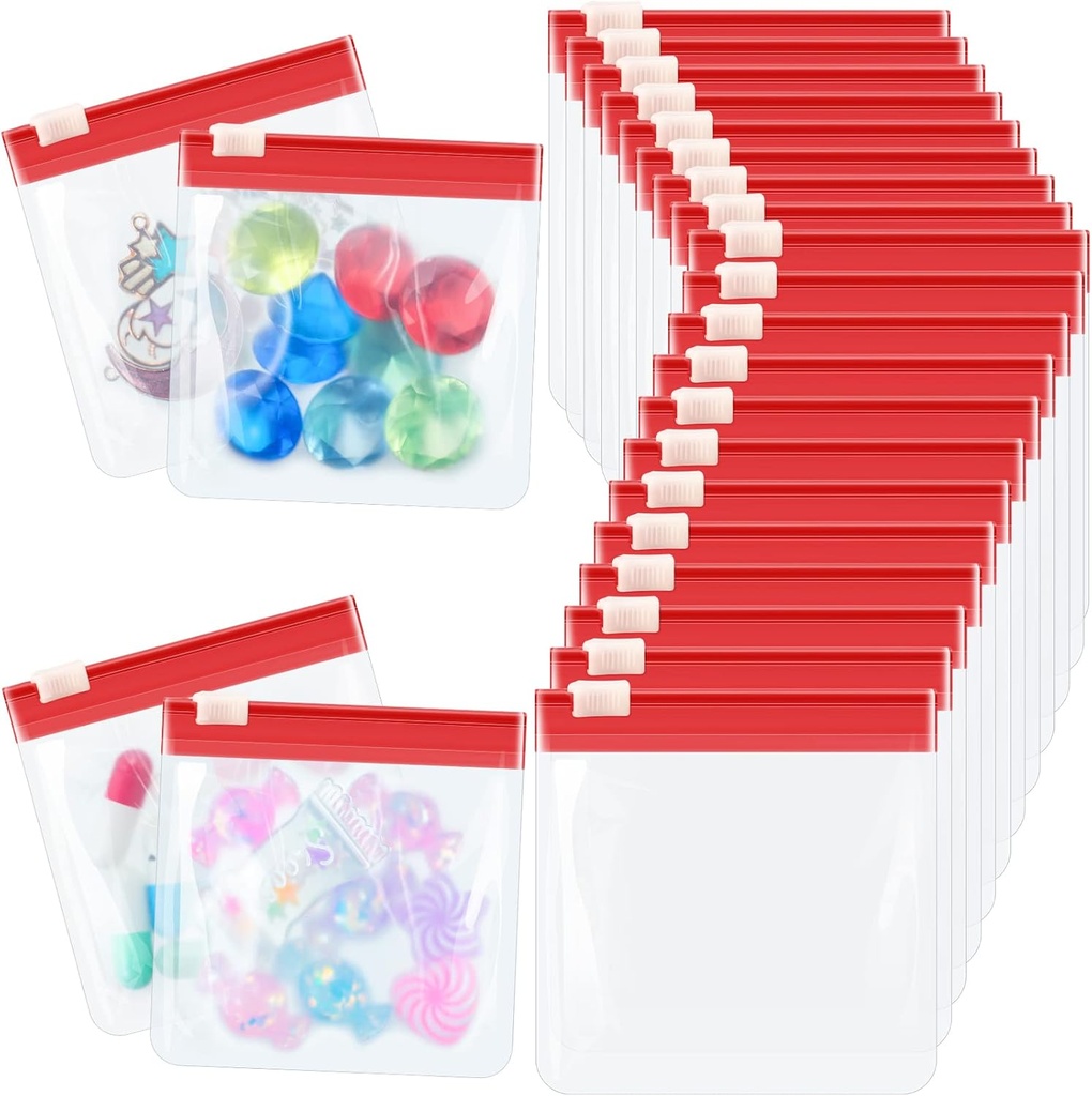 24 pièces Pill Pouch Bags Zippered Set Réutilisable Translucent Medicine Organizer Sceller les sacs de voyage en plastique avec serrure à glissière pour le stockage (rouge)