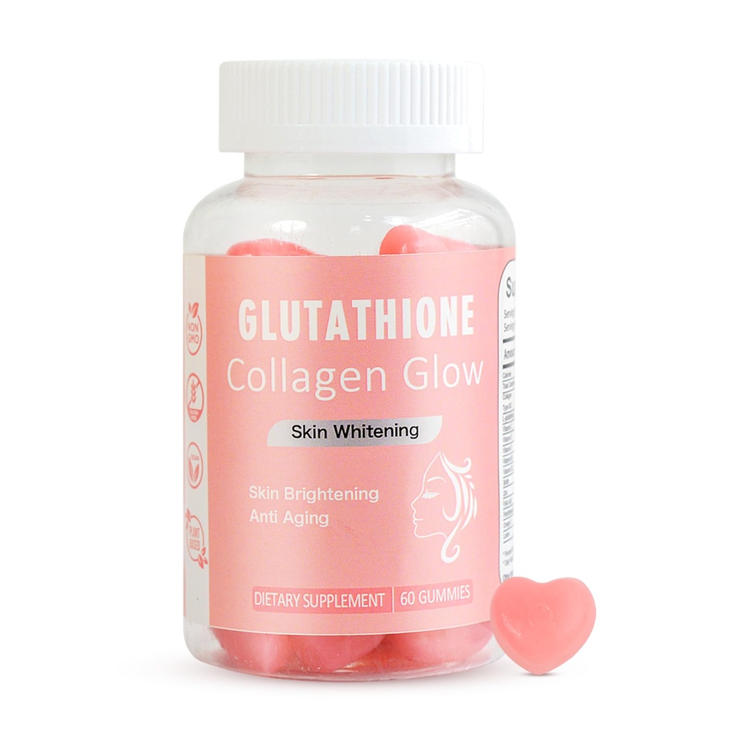 Glow Gummis für Damen Hautpflege und Gesundheit, 60 Count, Wassermelone Flavor Collagen Glowing Skin Gummis für Hautaufhellung, Bio Kaugummis Vitamine, Vegan, Glutenfrei