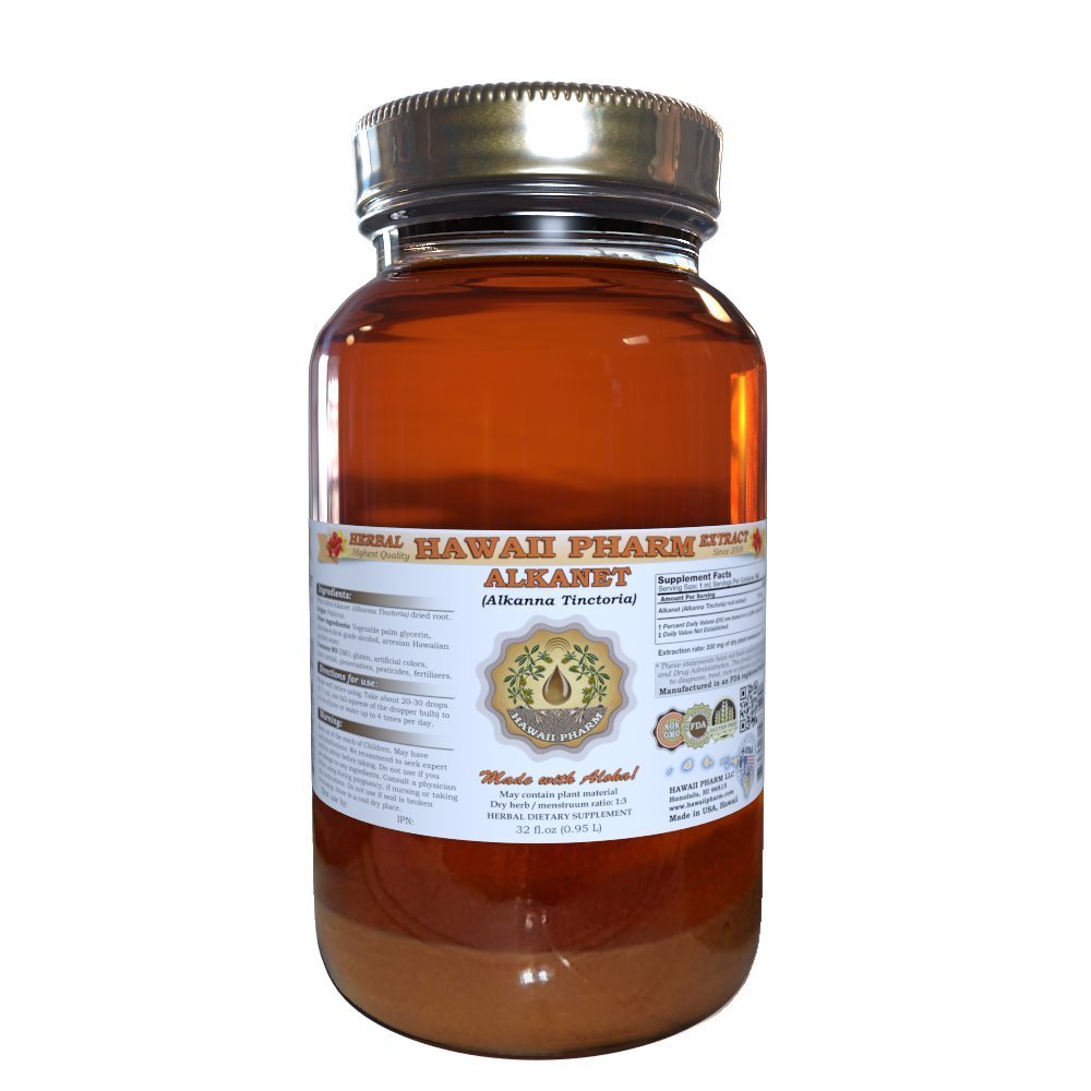 Extrait liquide d'alcanet, Alcanet (Alkana Tinctoria) Teinture de racine Supplément à base de plantes 32 oz Non filtré