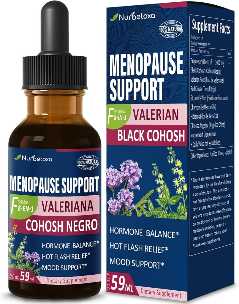 Nahrungsergänzung Menopause Support Drops, Estroven Menopause Relief Tincture für Hot Flashes & Nacht Sweats mit Black Cohosh, Valerian. 2 Unzen