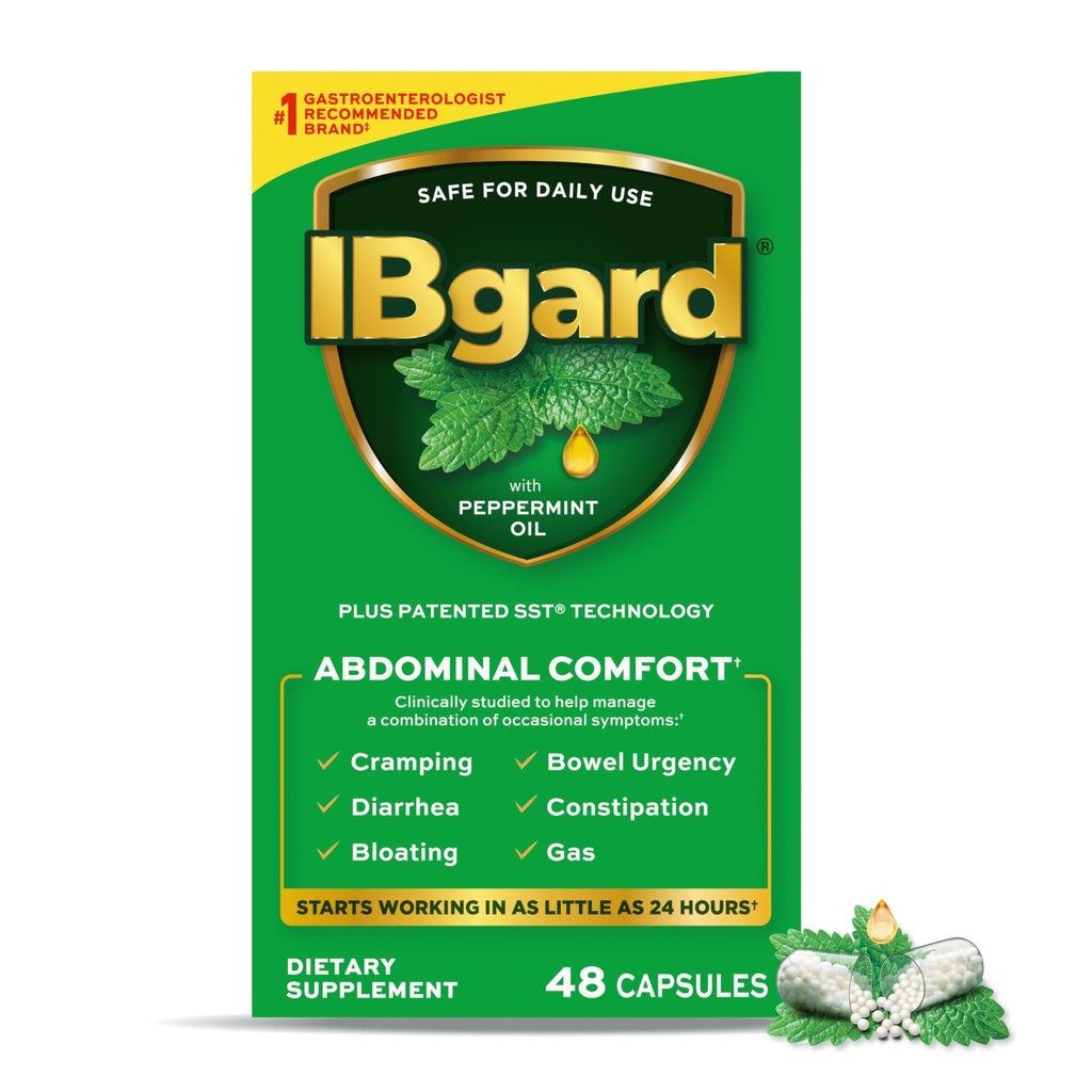 Supplément santé IBgard Gut, Capsules d'huile de menthe poivrée pour le confort abdominale, 48 Capsules