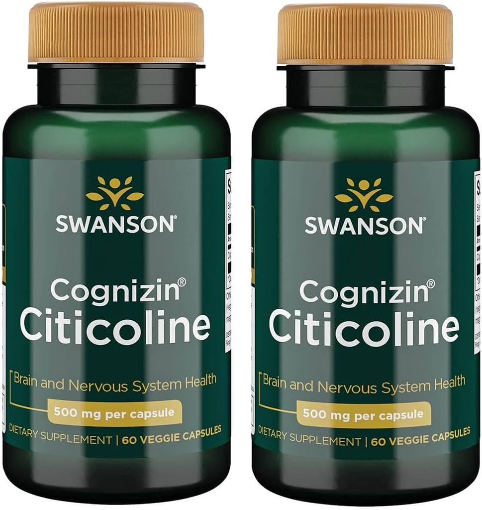 Swanson Cognizin Citicoline 1000 Milligramme 60 Veg Kapseln (2 Packung)