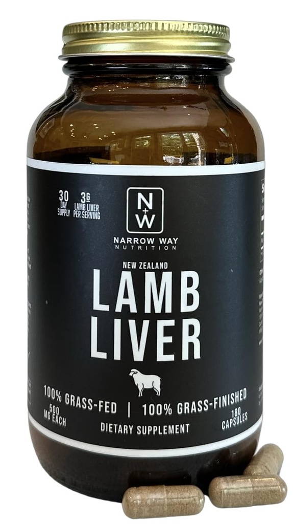Agnello fegato rigenerativamente aumentato in Nuova Zelanda (180 capsule), 100% Grass-Fed & 100% Grass-Finished, 30 giorni di alimentazione a 6 capsule giornalieri (Kosher Bovine Gelatin Capsules)