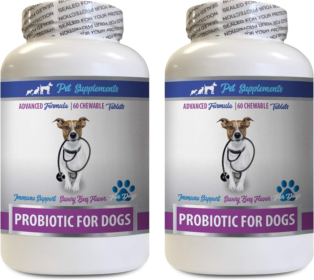 Dog Gut Restaurierung - PROBIOTICS für Hunde - Gesundes Gut - Stop Gas Durchfall und Bad Breath - Verdauungs-Boost - Hundeprobiotika Enzyme - 2 Flaschen (120 Bäume)