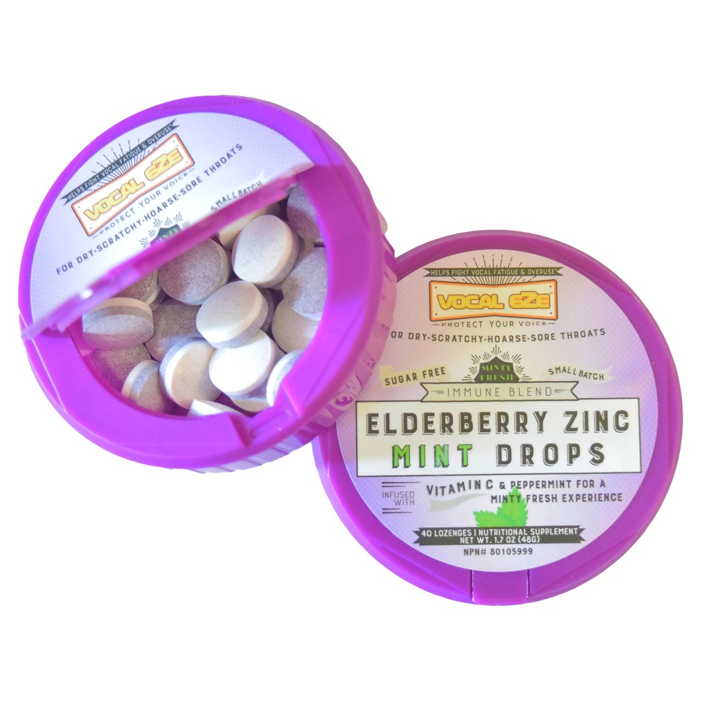 Vocal Eze Elderberry Mint mit Vitamin C und Zink (40) | Lozenges to Relieve Sore, Hoarse, Fatigue, Dryness of Throat | Voice Support, Sugar Free