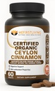 Me First Living Ceylan Cinnamon 1000mg, 100% certifié biologique Ceylan Cinnamon, non-OGM, véritable cannelle, soutien au métabolisme, antioxydant - 60 comprimés