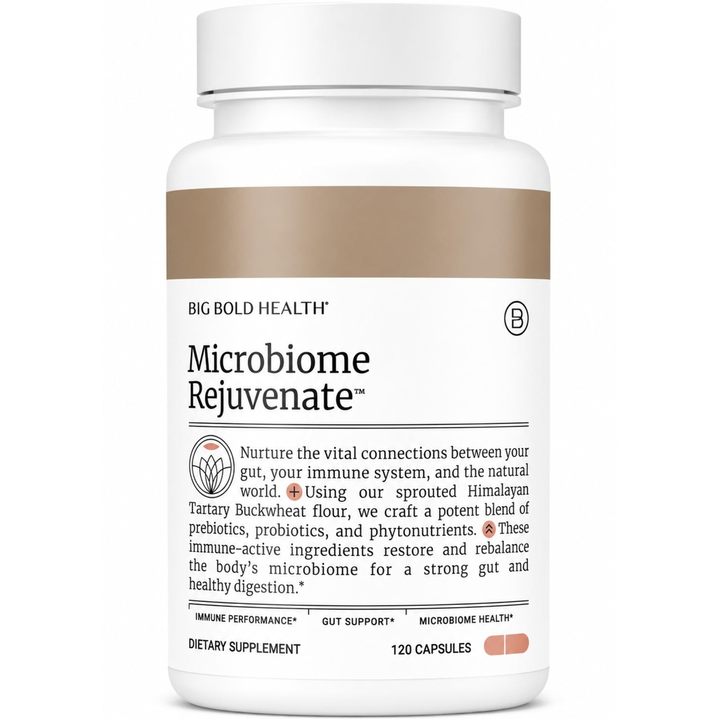 BIG BOLD HEALTH Microbiome Rejuvenate Prebiotic + Probiotic Supplement for Gut Health & Immune System Support - mit Immun-Active Himalayan Tartary Buckwheat - Glutenfrei (120 vegetarische Kapseln)