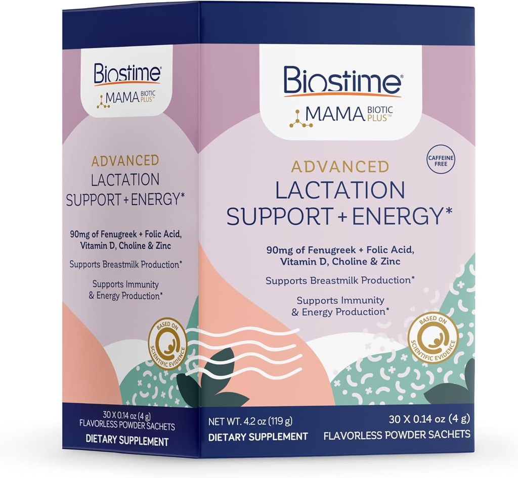 Biostime Mamabiotic Fenugreek Lactation Supplement + Energy Vitamin Complex | Lactation & Breastfeeding Support Multivitamin | Vitamine B, Zinc, FOS Prebiotic | 30 Satchets