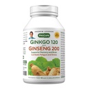 ANDREW LESSMAN Ginkgo 120 Plus Ginseng 200mg - 60 capsule - Miscela di estratto standardizzata per supportare il cervello, la memoria e la funzione cognitiva. Adaptogen, Combats Stress e Fatigue. Nessun Additivo
