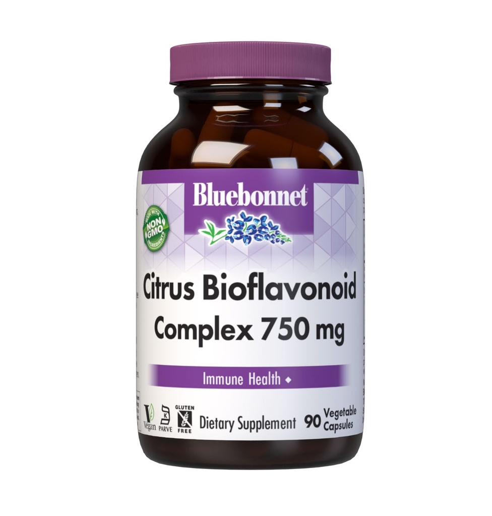 Bluebonnet Citrus Bioflavonoid Complex 750 mg Supporto di sistema immunitario - Citrus di Hesperidin Bioflavonoidi da Aranci Limoni Pompelmo & Limi - Non-GMO, Vegan, Gluten-Free - 90 capsule vegetali