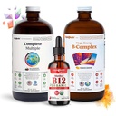 LIQUIDHEALTH Ensemble de vitamines haute performance pour les adultes avec Mega Energy B-Complex, Multivitamines multiples complètes et vitamine biologique B12 gouttes - Booster l'énergie naturelle et améliorer la performance sportif