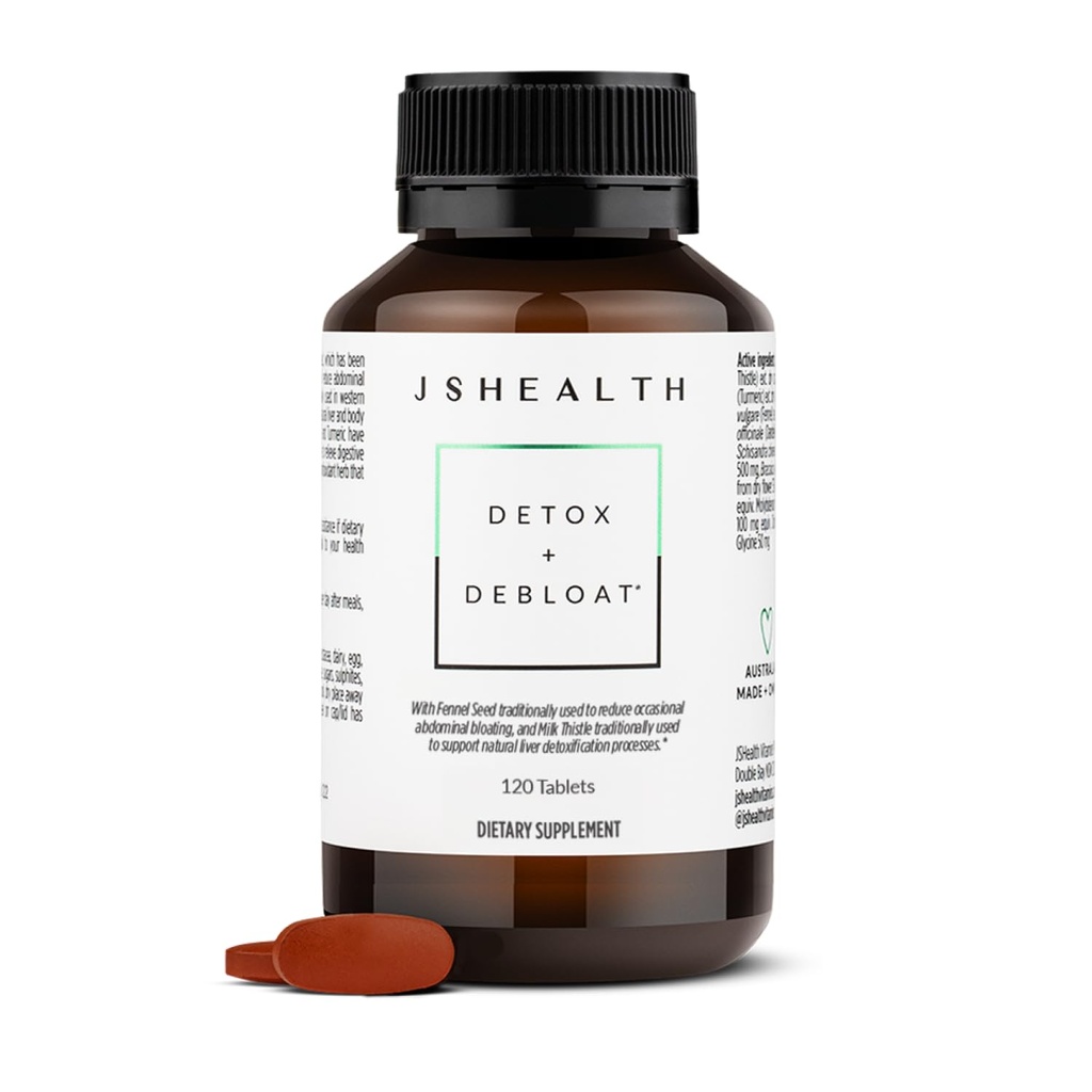 JSHealth Vitamine Detox und Debloat Liver Gesundheit Formel | Liver Detox Pillen | Entlüftende Formel mit Milchdistel, Turmeric, Fennel | Liver Cleanse Supplement (120 Tabletten)