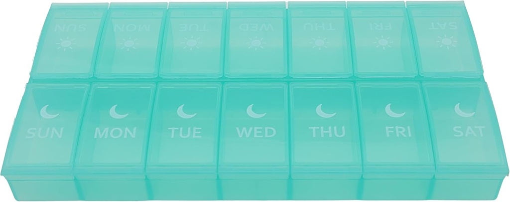 7 Tage Wöchentliche Pille AM Organizer, ShysTech Große Pille Fall Pille Box 2 Zeit ein Tag für Pillen / Meditation / Ergänzungen / Vitamin (Grün)