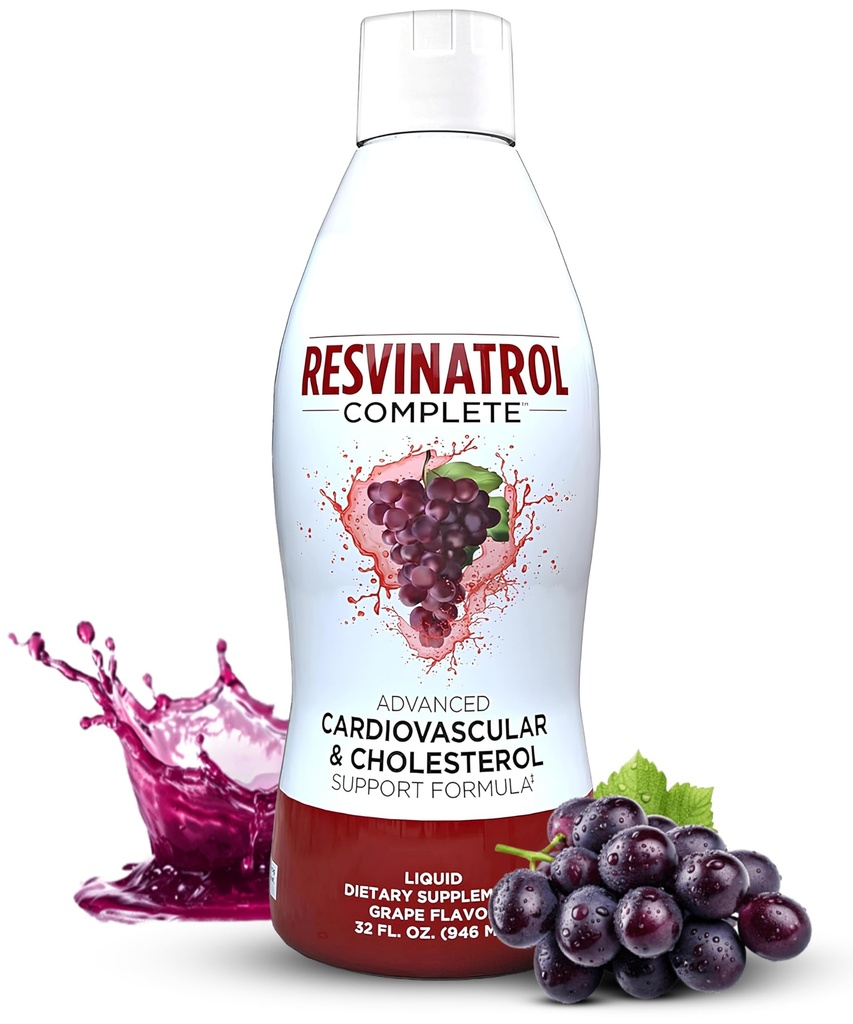 – 32 Fl. Oz. Advanced Liquid Cardiovascular & Cholesterol Support Formula – Liquid Resveratrol Supplement fördert gesundes Altern, Herzgesundheit & Energie Levels