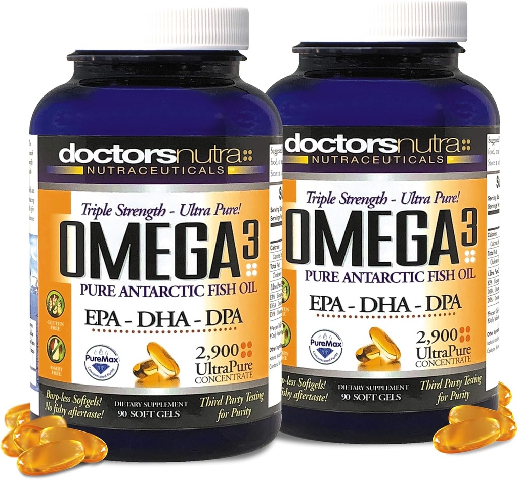 (Pack of 2) Wild Omega 3 Fish Oil DPA Supplemento 2.900 Milligrammi, EPA-DPA-DHA, SoftGels