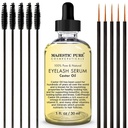 Majestic Pure Castor Oil Eyelash Serum - with Apple & Argan Stem Cells - Eyelash Growth Serum for longer thicker Eyelashes, Eyebrows & Hair - Free Set of Mascara Brush & Eyeliner Applicator - 1 fl oz