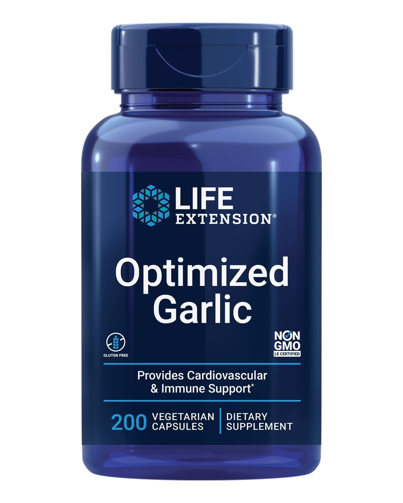 Life Extension Optimierte Knoblauch, standardisierte Kapseln für Herzgesundheit, Immununterstützung, Zelluläre Entgiftung und gesundes Plättchen Funktion, Glutenfrei, Non-GMO, Vegetarisch, 200 Kapseln