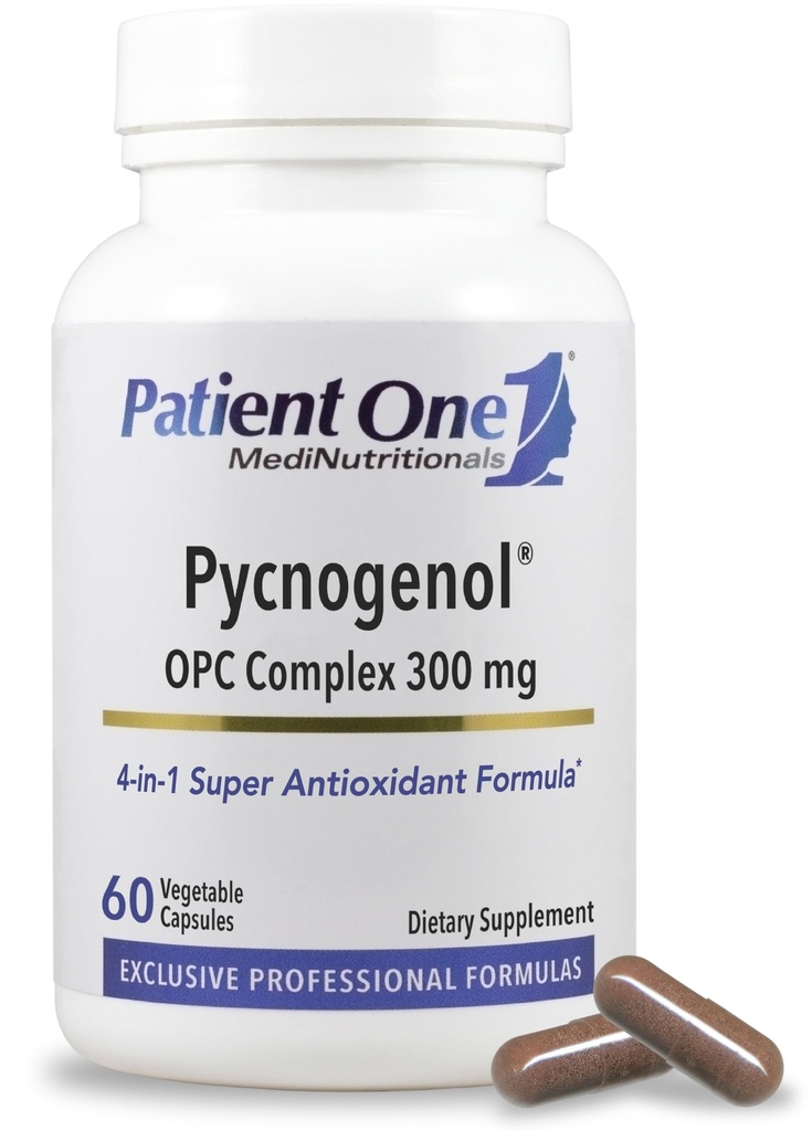 Patient One Pycnogenol OPC Complex 300mg | Beilage zur Unterstützung der vaskulären Gesundheit und der gesunden Alterung* | Französisch Maritime Pine Bark und mehr | 60 Kapseln