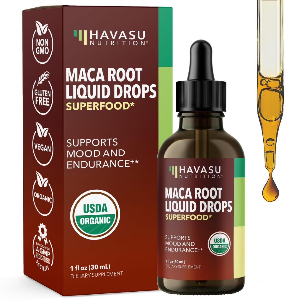 Organic Maca Root Liquid Drops - unterstützt Hormon Balance, Stimmung und Energie in Frauen und Männern - Lepidium Meyenii zur Unterstützung Leistung und Vitalität - Non-GMO, Vegan, Unflavored - 60 Servierungen