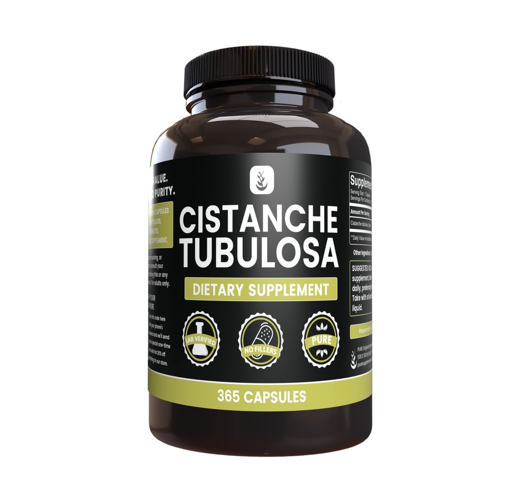 Ingredienti originali puri Cistanche Tubulosa (365 capsule) No Filler di Magnesio o Riso, Sempre Pure, Verified Lab