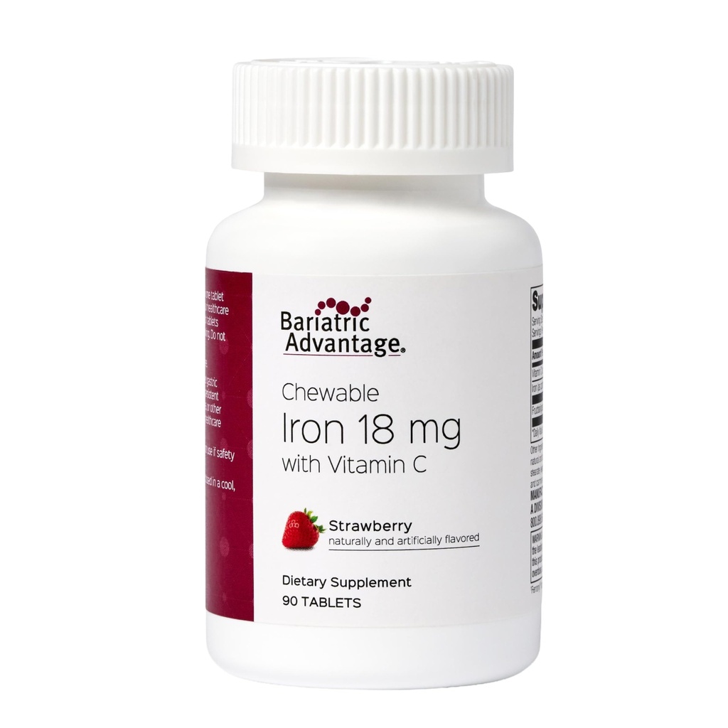 Avantage bariatrique Fer 18 mg avec vitamine C à croquer - Fraise - 90 comprimés