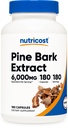 Estratto di corteccia di pino di Nutricost 6000mg Equivalente (da 300 mg di 20:1 di estratto), 180 capsule, standardizzato per contenere 95% Proanthocyanidins - vegetariano, non OGM e senza glutine