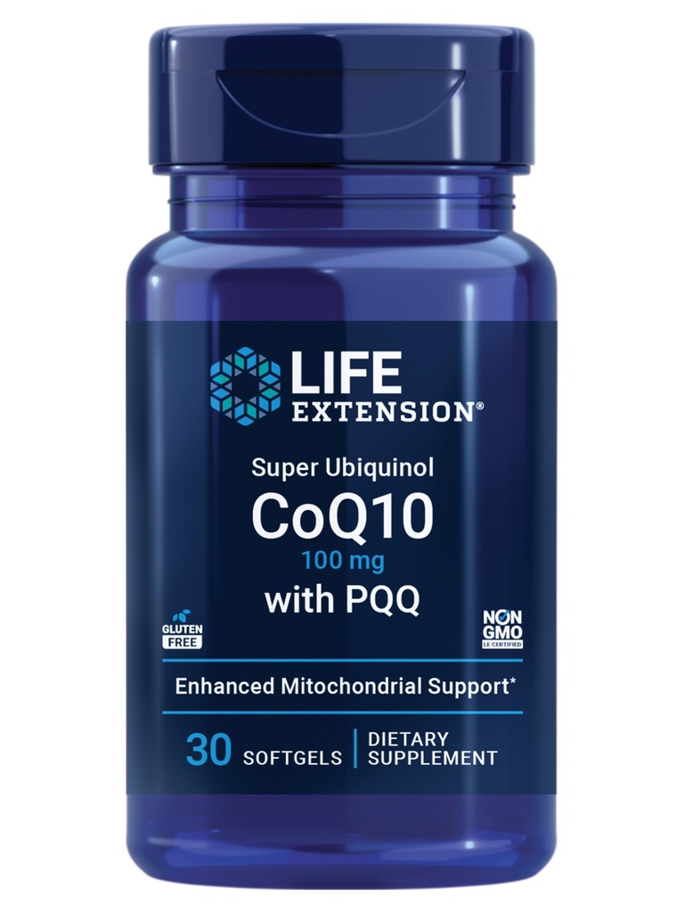 Life Extension Super Ubiquinol CoQ10 mit PQQ, Coenzym Q10, Pyrrolochinolin Quinone, Herzgesundheitsergänzung, maximale Absorption, 100 mg, Non-GMO, Glutenfrei, 30 Softgele