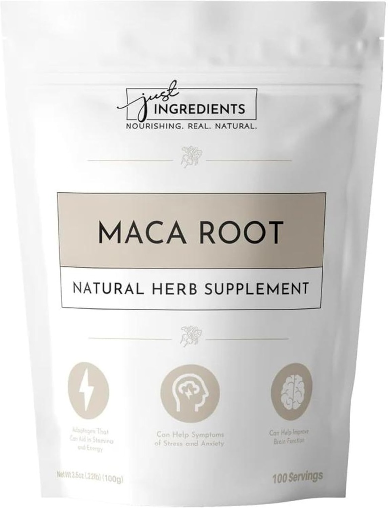 JUST INGREDIENTS Organic Maca Root Powder | 100 Servings | 100% Organic & Vegan Superfood | Supporta il benessere naturale e l'equilibrio ormonale | No Additivi artificiali