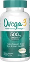 OVEGA-3 Oméga-3 à base végétale de supplément quotidien d'huile d'algue, 500mg, soutient la santé cérébrale, oculaire et cardiaque, deux mini softgels par jour, 60 comte