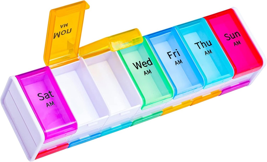 White Extra Large Pill Organizer 2 volte al giorno, XXL Pill Box 7 giorno, Big Weekly Pill Box Organizer, Huge AM PM Pill Case, Giant Daily Pill Container with 14 XL Compartment for All Meds(Double-Sided)