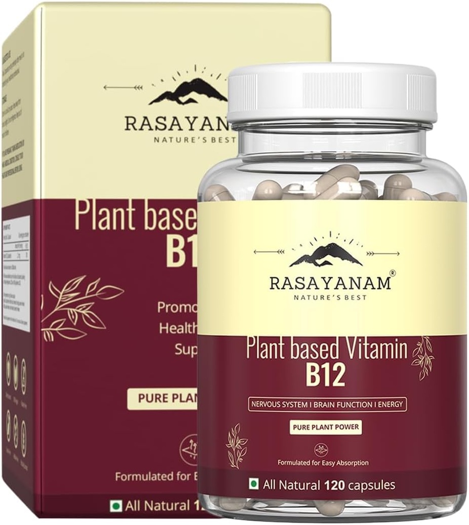 Pflanzenbasierte Vitamin B12 Ergänzung für Männer & Frauen | Organische Formulierung für Vegetarier & Vegane zu unterstützen Nervous System & Gehirn Funktion, Caplet