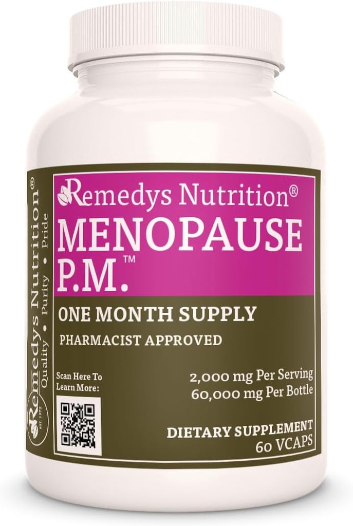Remèdes Nutrition Ménopause P.M.TM 1 000 mg, 60 Capsules végétaliennes Complément alimentaire à base de plantes