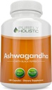 Purely Holistic Organic Ashwagandha 1300mg - 180 capsule vegane - 650mg di Ashwaganda per capsula - 3 mesi di alimentazione - Estratto di radice di Ashwaganda ad alta resistenza con pepe nero