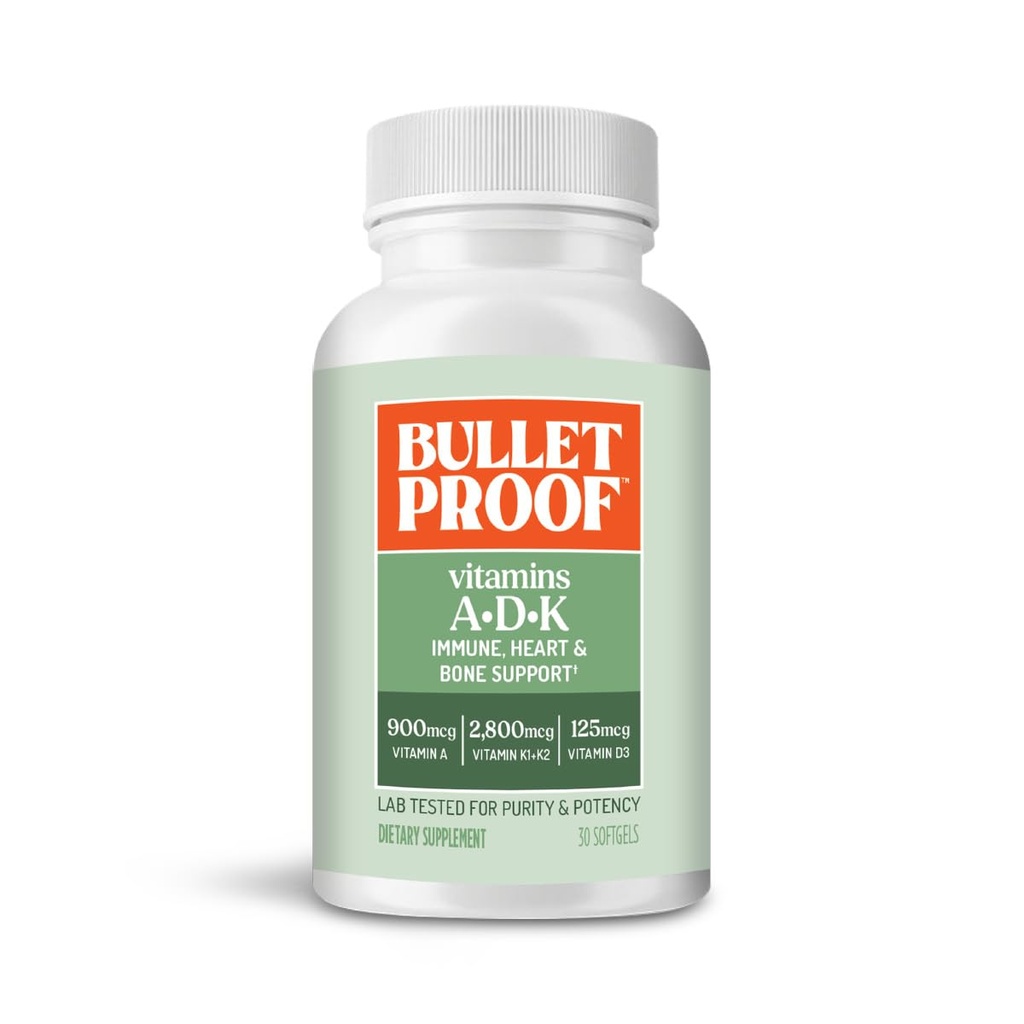 Bulletproof Vitamine A-D-K Softgels, 30 Zähler, Ergänzung für Herz, Knochengesundheit und Immununterstützung