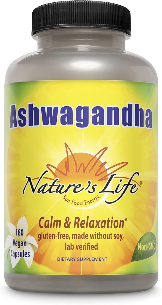 La vita della natura Ashwagandha Capsule 2,100 mg, Estratto di radice di Ashwagandha puro per il rilassamento, il sollievo di stress occasionale, e il supporto del sonno, Vegan Ashwagandha Supplementi, 45 Servings, 180 Capsule