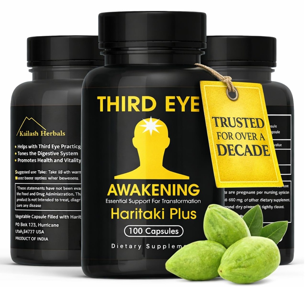 Third Eye Awakening - Organic Haritaki Kapseln- Kailash Kräuter-100 Kapseln- 650 mg Jeder-Terminalia chebula- Vegan